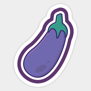 Purple Eggplant vegetable vector illustration. Food nature icon concept. Healthy vegetable purple eggplant Front view icon design on orange background. Sticker